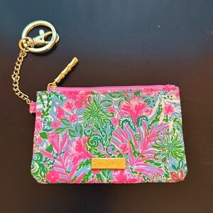 Lilly Pulitzer coin card purse with hook and keychain ID case